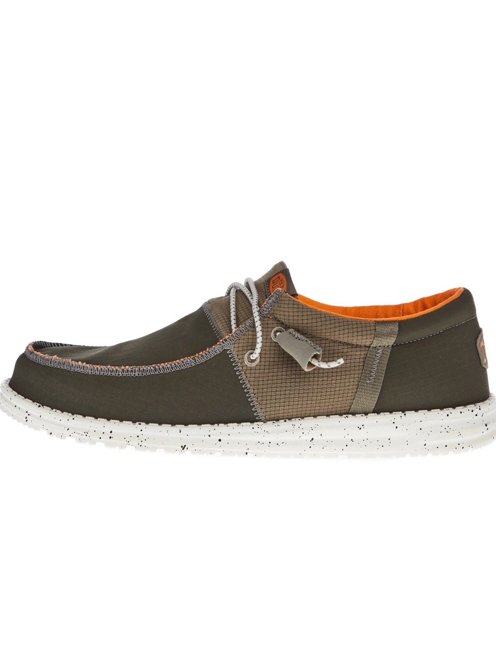 New Hey Dude Casual Men's Olive Green Shoe with Try Nylon Orange Lining SIZE 12
